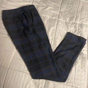 Mens Topman Stretch Skinny Gray, Blue & Black Striped Plaid Chinos Size 32X32!